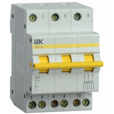 Выключатель нагрузки (рубильник) трехпозиционный ВРТ-63 3п 40А | MPR10-3-040 | IEK