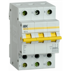 Выключатель нагрузки (рубильник) трехпозиционный ВРТ-63 3п 63А | MPR10-3-063 | IEK
