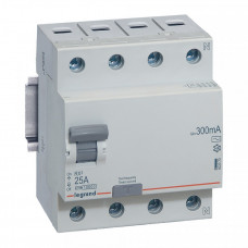 Выключатель дифференциальный (УЗО) RX3 4п 25А 300мА тип AC | 402070 | Legrand