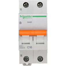 Выключатель автоматический двухполюсный (1п+N) ВА63 16А C 4,5кА | 11213 | Schneider Electric