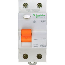 Выключатель дифференциальный (УЗО) ВД63 2п 25А 30мА тип AC | 11450 | Schneider Electric