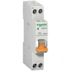 Выключатель автоматический дифференциальный АД63 К 1п+N 25А C 30мА тип AC (1 мод) | 12524 | Schneider Electric