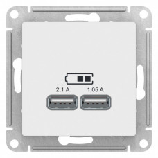 AtlasDesign Белый Розетка USB, 5В, 1 порт x 2,1 А, 2 порта х 1,05 А, механизм | ATN000133 | Schneider Electric