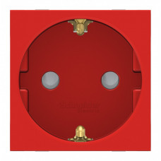 Unica Modular Красная Розетка с/з со шторками, с быстрозажимными клеммами, 16А 250В, 2 мод. | NU305703 | Schneider Electric
