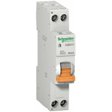 Выключатель автоматический дифференциальный АД63 К 1п+N 20А C 30мА тип AC (1 мод) | 12523 | Schneider Electric