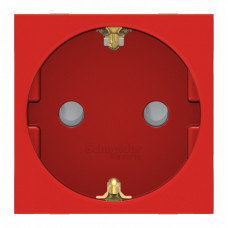 Unica Modular Красная Розетка с/з со шторками, винт. зажим, 16А, 250В, 2 мод. | NU303703 | Schneider Electric