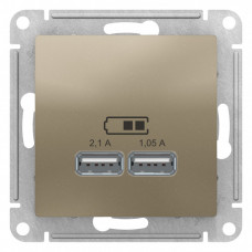 AtlasDesign Шампань Розетка USB, 5В, 1 порт x 2,1 А, 2 порта х 1,05 А, механизм | ATN000533 | Schneider Electric