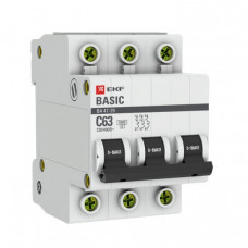 Автоматический выключатель 3P 16А (B) 4,5кА ВА 47-29 EKF Basic|mcb4729-3-16-B|EKF