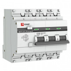 Выключатель автоматический дифференциальный АД-32 3п+N 25А C 100мА тип AC PROxima (электронный) | DA32-25-100-4P-pro | EKF