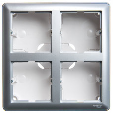 Wessen 59 Матовый хром Коробка 4-ая подъемная для наружного монтажа с рамкой | KP-452-58 | Schneider Electric