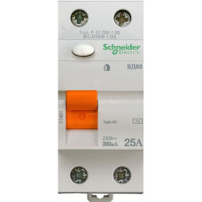 Выключатель дифференциальный (УЗО) ВД63 2п 25А 300мА тип AC | 11451 | Schneider Electric