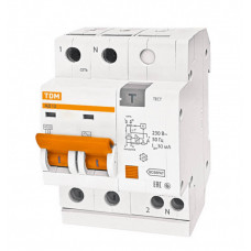 Выключатель автоматический дифференциальный АД12 2п 25А C 100мА тип AC (4 мод) | SQ0204-0012 | TDM