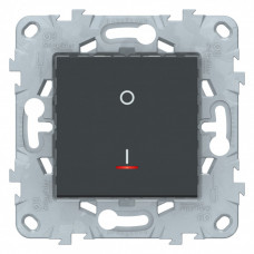 Unica New Антрацит Выключатель 1-клавишный, двухполюсный, с индикацией, сх.2а, 16 AX, 250В | NU526254S | Schneider Electric