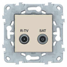 Unica New Бежевый Розетка R-TV/SAT, проходная | NU545644 | Schneider Electric