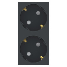 Unica Modular Антрацит Розетка двойная, со шторками, с заземлением, винт. зажим. 4 мод. | NU306754A | Schneider Electric