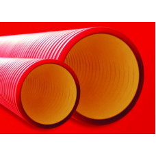 Труба двустенная жесткая ПНД для кабельной канализации 125мм с муфтой, SN10, 6м, красный | 160912 | DKC