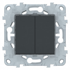 Unica New Антрацит Выключатель 2-клавишный, сх. 5 | NU521154 | Schneider Electric