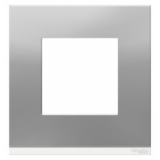 Unica Pure Алюминий матовый/Белая Рамка 1-ая горизонтальная | NU600280 | Schneider Electric
