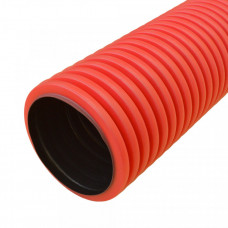 Труба двустенная гофрированная жесткая ПЭ 90мм тип 450 (SN14) 6м (36м/уп) красный | PR15.0067 | Промрукав