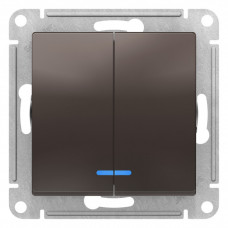 AtlasDesign Мокко Выключатель 2-клавишный с подсветкой, сх.5а, 10АХ, механизм | ATN000653 | Schneider Electric