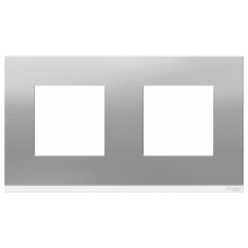 Unica Pure Алюминий матовый/Белая Рамка 2-ая горизонтальная | NU600480 | Schneider Electric