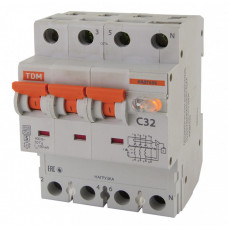 Выключатель автоматический дифференциальный АВДТ 63S 3п+N 50А C 100мА тип AC | SQ0202-0048 | TDM