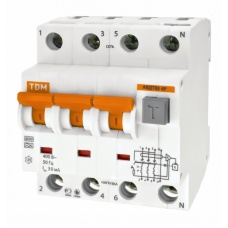 Выключатель автоматический дифференциальный АВДТ 63 3п+N 16А C 30мА тип A | SQ0202-0017 | TDM