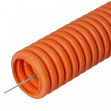 Труба гофрированная ПНД Строительная не распространяющая горение оранжевая с/з д32 (25м/1375м уп/пал) | PR02.0043 | Строитель