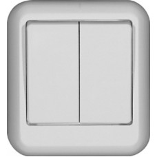 ПРИМА О/У Белый Выключатель 2-клавишный 6А, с изолир. пластиной (в сборе) (индивид.упак.) | A56-029I-BI | Schneider Electric