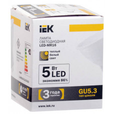 Лампа светодиодная LED 5Вт GU5.3 220В 3000К MR16 софит | LL-MR16-5-12-30-GU5 | IEK