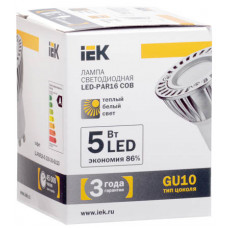 Лампа светодиодная LED 5Вт GU10 220В 3000К PAR16 COB софит | LL-PAR16-5-230-30-GU10 | IEK
