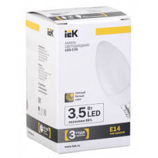 Лампа светодиодная LED 3,5Вт Е14 220В 3000К C35 свеча | LL-C35-4-230-30-E14-FR | IEK