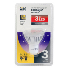 Лампа светодиодная LED 3Вт GU5.3 220В 3000К MR16 софит | LLP-MR16-3-230-30-GU5 | IEK