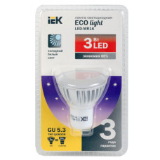 Лампа светодиодная LED 3Вт GU5.3 220В 4000К MR16 софит | LLP-MR16-3-230-40-GU5 | IEK