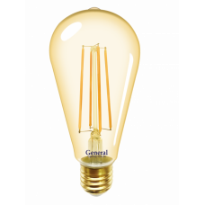 Лампа светодиодная LED 10Вт Е27 220В 2700К GLDEN-ST64S-10-230-E27-2700 Золотая | 655302 | General