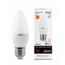 Лампа светодиодная LED 8Вт E27 220В 2700К Elementary свеча | 33218 | Gauss