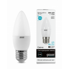 Лампа светодиодная LED 8Вт E27 220В 4100К Elementary свеча | 33228 | Gauss