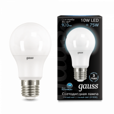 Лампа светодиодная LED 10Вт E27 220В 4100К A60 | 102502210 | Gauss