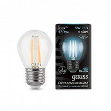 Лампа светодиодная LED 5Вт E27 220В 4100К шар | 105802205 | Gauss