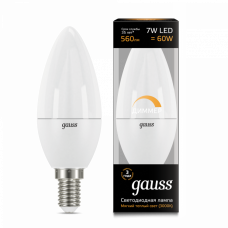 Лампа светодиодная LED 7Вт E14 220В 3000К свеча, диммируемая | 103101107-D | Gauss
