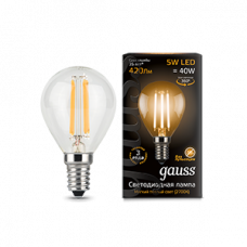 Лампа светодиодная LED 5Вт E14 220В 2700К шар | 105801105 | Gauss