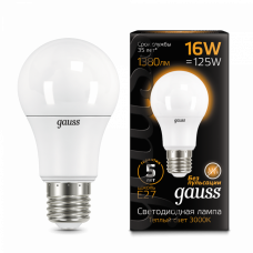 Лампа светодиодная LED 16Вт Е27 A60 3000К | 102502116 | Gauss