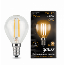 Лампа светодиодная LED 7Вт E14 220В 2700К шар | 105801107 | Gauss