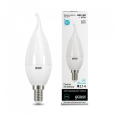 Лампа светодиодная LED 6Вт E14 220В 4100К Elementary свеча на ветру | 34126 | Gauss
