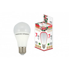 Лампа светодиодная LED 7Вт Е27 230В 3000К НЛ-LED-A60 Народная груша | SQ0340-0111 | TDM
