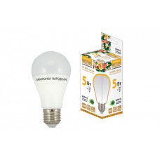 Лампа светодиодная LED 5Вт Е27 230В 4000К НЛ-LED-A60 Народная груша | SQ0340-0110 | TDM