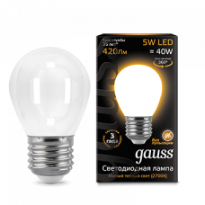 Лампа светодиодная LED 5Вт E27 220В 2700К шар | 105202105 | Gauss