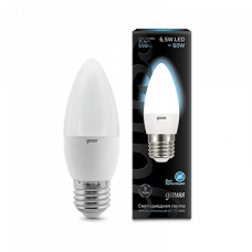Лампа светодиодная LED 6,5Вт E27 220В 4100К свеча | 103102207 | Gauss