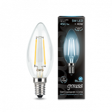 Лампа светодиодная LED 5Вт E14 220В 4100К свеча | 103801205 | Gauss