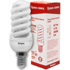 Лампа энергосберегающая КЛЛ 11Вт Е14 840 спираль NCLP-SF-11-840 | 94099 | Navigator